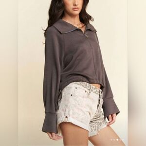 DAVI & DANI Charcoal Zip-Up Hoodie